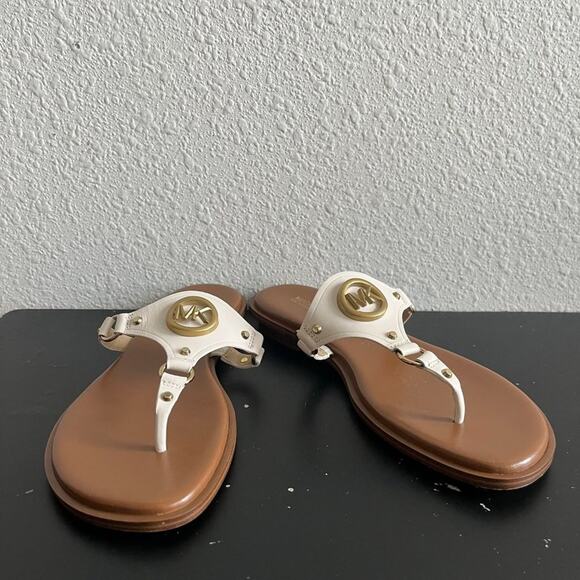 Michael Kors MK Women's Flat Sandals in Leather with Logo Size 7 - Picture 3 of 11
